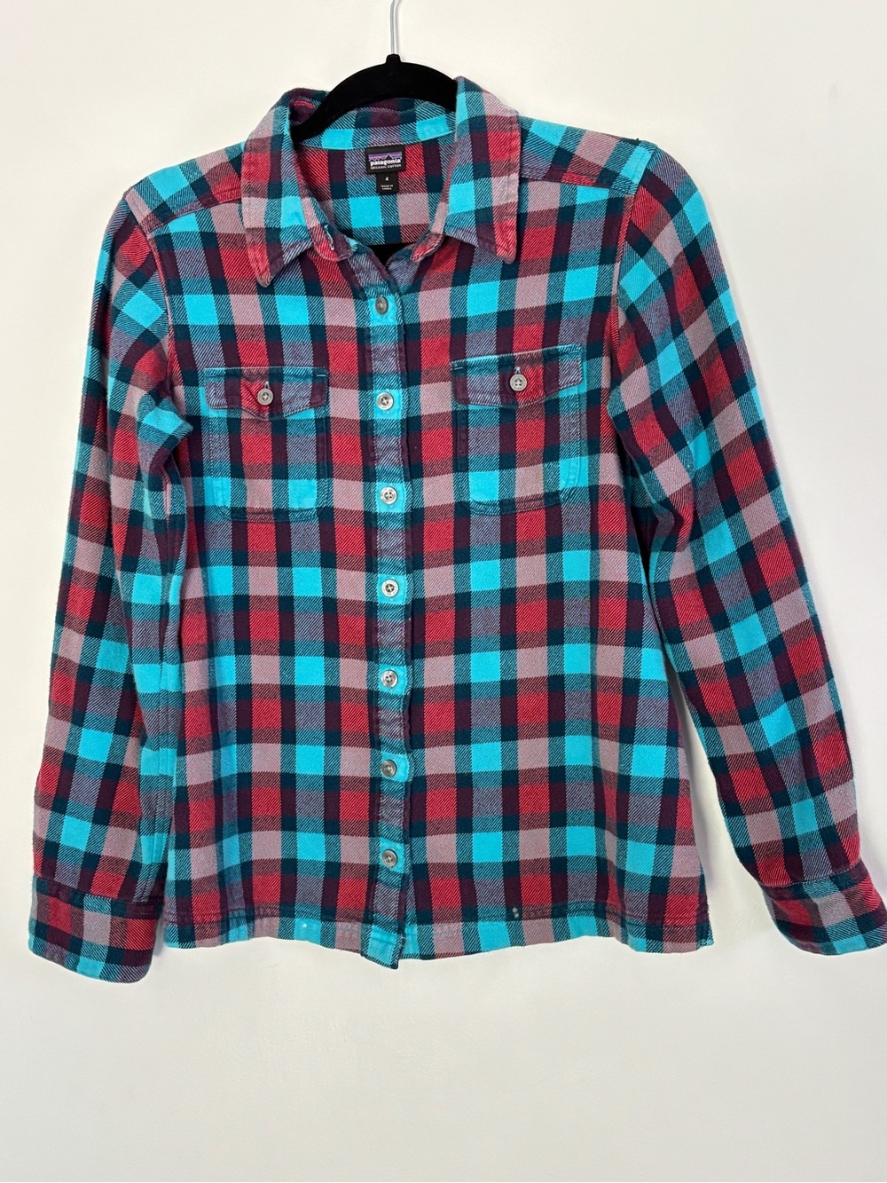 Patagonia Women’s Plaid Flannel Organic Cotton Button Shirt Size 4 Western *C16